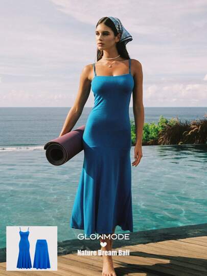 GLOWMODE X Nature Dream Bali Modal Soft Comfy Two-Way Maxi Skirt Dress With Removable Straps Beach Vacation Holiday Daily Casual Wear Removable Cups