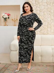 Modelyn Plus Size Simple Long Sleeve Dress, Fashionable Design For Summer