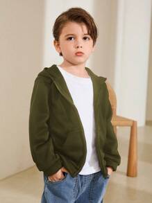 SHEIN Leap Crew 2pcs/Set Young Boys Casual Cute Daily Comfortable Simple Knit Warm Hooded Long Sleeve, Suitable For Travel, School, Casual Gathering, Autumn/Winter - Dark Grey - View 6