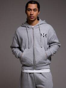 Musero Double 'M' Logo Full Zip Oversized Hoodie Tracksuit Only - Grey - View 1