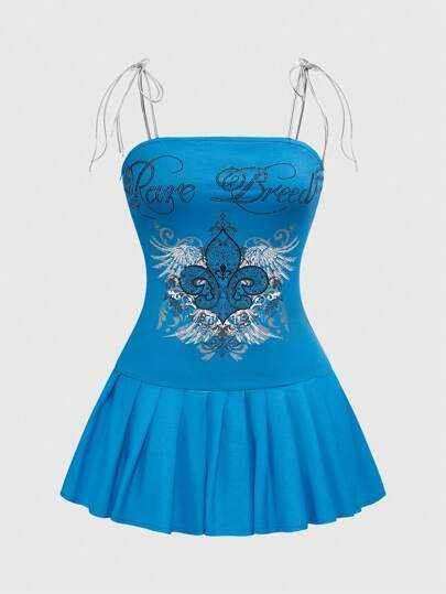 J-Fashion Vestido corto con estampado de flores de lirio estilo Y2K