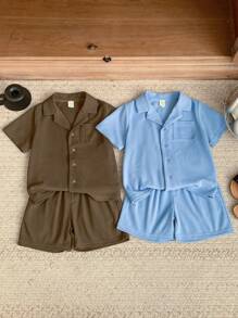 Blossori 男童法式优雅蓝/绿领针织多件套，春夏 - 彩色 - 查看 1