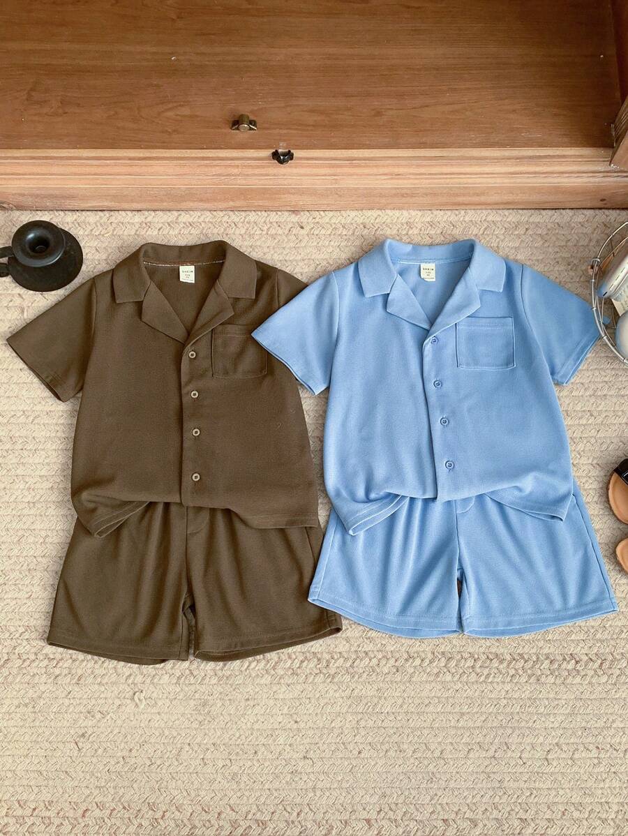 Blossori 男童法式优雅蓝/绿领针织多件套，春夏 - 彩色 - 查看 1