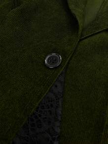 SHEIN Clasi Women's Long Sleeve Contrast Lace Elegant Single Button Blazer - Army Green - View 4