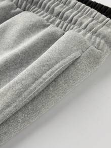 Manfinity Homme 男士休闲松紧腰慢跑裤，简约时尚，适合日常穿着 - 淺灰色 - 查看 4