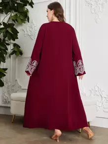 Al Najma 大码女式圆领刺绣阿拉伯长款连衣裙，端庄