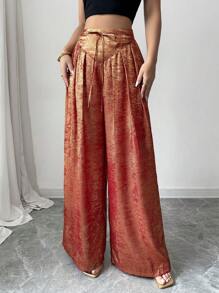 Elenzga Pantalones elegantes y elegantes de corte holgado y acampanado para mujer