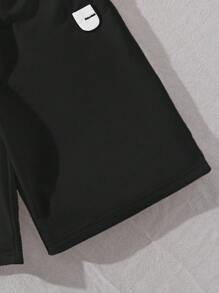 2pcs/Set Teen Boy Letter Print Crew Neck Short Sleeve T-Shirt And Shorts, Casual Outfit