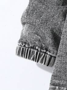 SHEIN Conjunto de 2 piezas de niños pequeños con top con capucha informal y pantalones vaqueros rectos de cargo