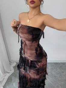 Calvaya Women's Strapless Fitted Simple Elegant Dress, Suitable For Summer