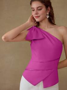 MOTF PREMIUM BLUSA CON CIERRE DE CREMALLERA Y DETALLE DE LAZO - Rosa Fucsia - Ver 5