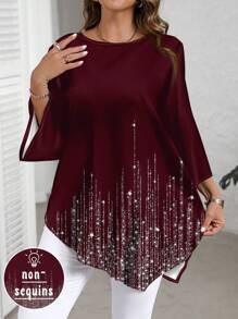 EMERY ROSE Camicia oversize minimal con decorazione glitterata a motivo stellato, adatta per la primavera