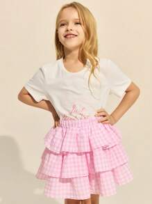 SHEIN Young Girls & Elegant Knitted Round Neck Set, Spring/Summer - Multicolor - View 4