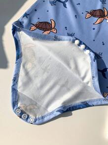 3 件装男婴连体衣，海洋与鲸鱼印花，信封领，休闲百搭日常装，适合夏季 - 彩色 - 查看 10