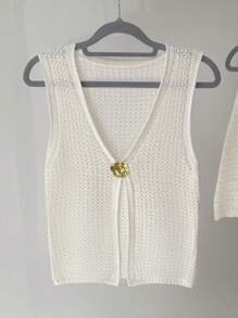 Chiquease Deep V-Neck Sexy Sleeveless Knit Tank Top, New Halter Crop For Women
