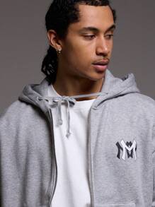 Musero Double 'M' Logo Full Zip Oversized Hoodie Tracksuit Only - Grey - View 2