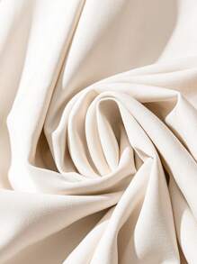 SHEIN Clasi 女士优雅纯色翻领收腰连衣裙 - 杏色 - 查看 4