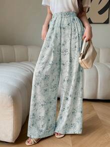 DAZY Pantalones casuales de mujer con estampado floral, minimalistas y de moda, adecuados para el verano