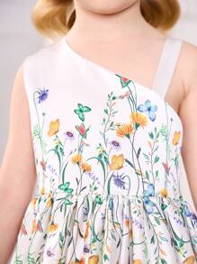SHEIN Glamorique Kids Girls Floral Cake Design Spaghetti Strap Party Dress, Elegant Wedding Flower Girl Dress, All Season Young Girls Spring Dresses Young Girls Flower Dresses Young Girls Summer Dresses Princess Dress For Girls Young Girls Dresses Spring Party Dress For Girls - White - View 5