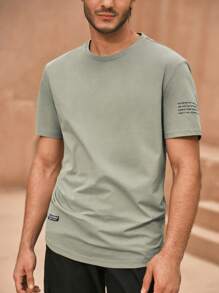 Manfinity NXTstreet Men T-Shirts Fit Crew Neck Slogan Tee Casual Simple Summer - Mint Green - View 3