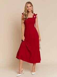 SHEIN Clasi 碎花细肩带连衣裙，纯色简约时尚，适合夏季