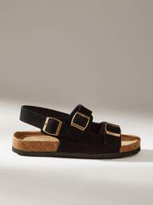 Solecia Women's Fashion Casual Minimalist Thick-Soled Sandals - Black - View 1