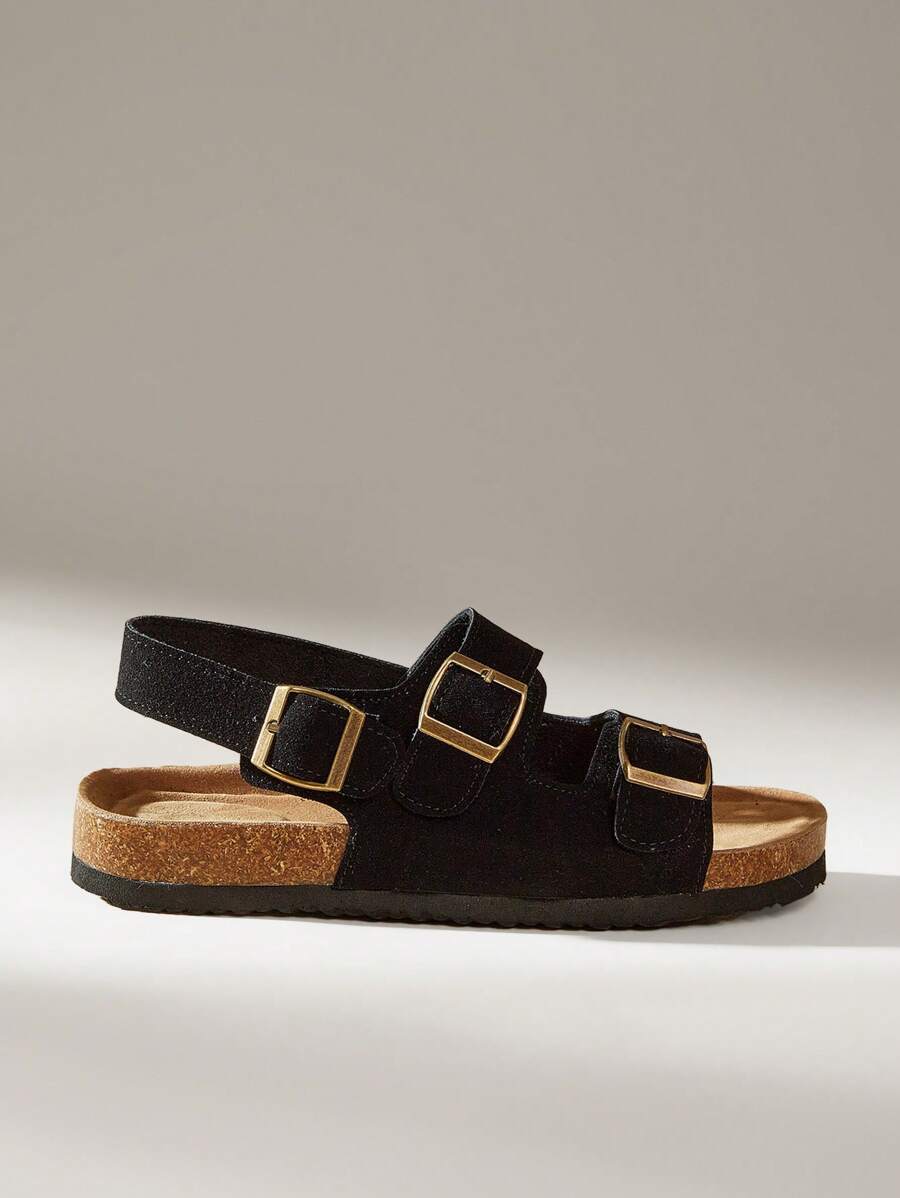 Solecia Women's Fashion Casual Minimalist Thick-Soled Sandals - Black - View 1