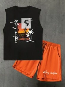 Manfinity Homme 男士简约时尚背心和短裤套装，适合夏季