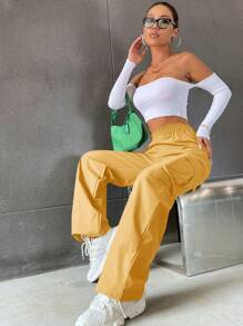 SHEIN Unity 休闲纯色直筒工装裤