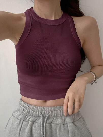 DAZY Tops deportivos minimalistas básicos para mujer, adecuados para el verano, tops cortos de moda