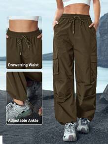 In My Nature Quần Cargo rút dây ngoài trời cho nữ, tối giản & thời trang, thích hợp cho quần áo đi bộ đường dài mùa hè cho nữ - màu nâu - Xem 4