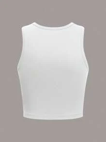 INAWLY Digital Print Sexy Red Lip Round Neck Ladies Tank Top - Multicolor - View 2