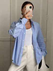 Livesso 女式春夏纯色休闲长袖衬衫，秋装