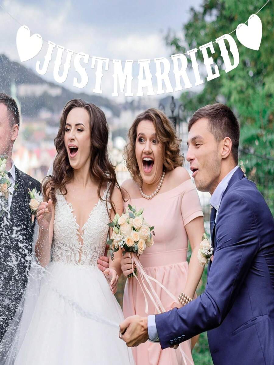 Wedding Sign Reception Prop Photos/Bridal Shower Party/Car Decorations - White - View 1