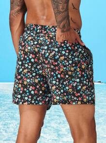 Manfinity Swimmode Men's Casual Ditsy Floral Beach Shorts