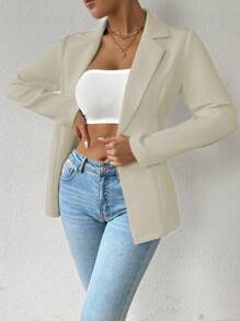RosyDaze Women's Casual Solid Color Lapel Neck Long Sleeve Blazer