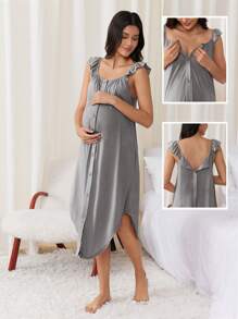 SHEIN 医院用产妇分娩服 - 淺灰色 - 查看 2