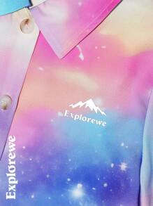 Tween Girl Neon Cloud & Star Digital Print Blouse - Multicolor - View 3