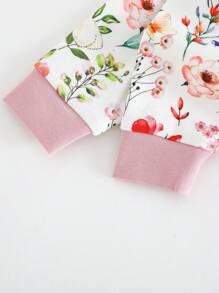Cozy Pixies Baby Girl Floral Print Soft Knit Crew Neck Long Sleeve Top And Elastic Waist Legging 2 Pieces Pajama Set - Multicolor - View 3
