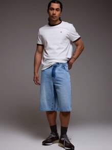 Musero Camiseta ajustada con ribete de contraste "M" para primavera y verano - Blanco - Ver 5