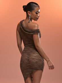 MUSERA One Shoulder Asymmetric 'Musera' Patterned Lace Bodycon Mini Dress Summer Holiday Sexy Ibiza Fits Spring Vacation Beach