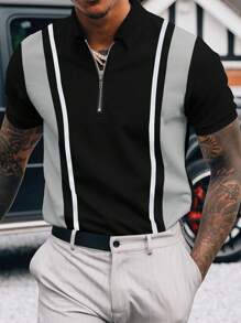 Manfinity Homme 男士休闲拼色短袖 Polo 衫，Old Money 品牌 - 彩色 - 查看 1