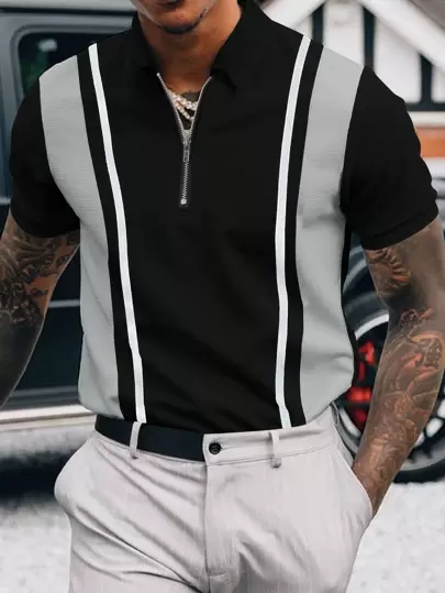 Manfinity Homme 男士休闲拼色短袖 Polo 衫，Old Money 品牌