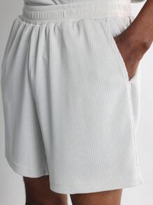 SUMWON Conjunto de ropa de estar en casa de dos piezas con costillas, ajuste relajado, camiseta de manga corta y shorts con cintura elástica, ropa de verano para usar cómodamente en actividades ligeras