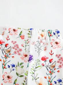 Cozy Pixies Baby Girl Floral Print Soft Knit Crew Neck Long Sleeve Top And Elastic Waist Legging 2 Pieces Pajama Set - Multicolor - View 4