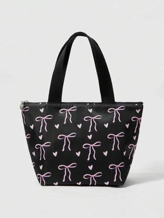 Kawaii Bolsa de almuerzo con diseño de lazo, fashionable y kawaii, de gran capacidad, aislada y portátil