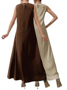 Al Najma Women's Solid Color Long Casual Arabian Dress With Buttons - Multicolor - View 2