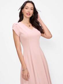 EMERY ROSE Gardenwed 女士 V 领鸡尾酒会礼服女士晚礼服短袖摇滚礼服节女士婚礼宾客礼服工作服