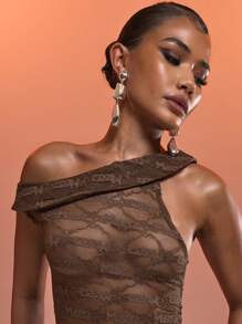 MUSERA One Shoulder Asymmetric 'Musera' Patterned Lace Bodycon Mini Dress Summer Holiday Sexy Ibiza Fits Spring Vacation Beach