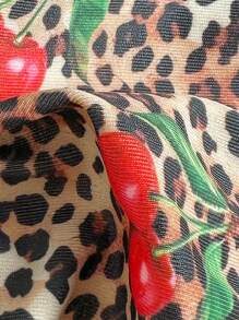 Swim Mod 2025 New Women 2Pcs/Set Random Cherry Floral Ruffle Bandeau Bikini Set, Sexy Beach Vacation Swimwear Set For Summer - Multicolor - View 5